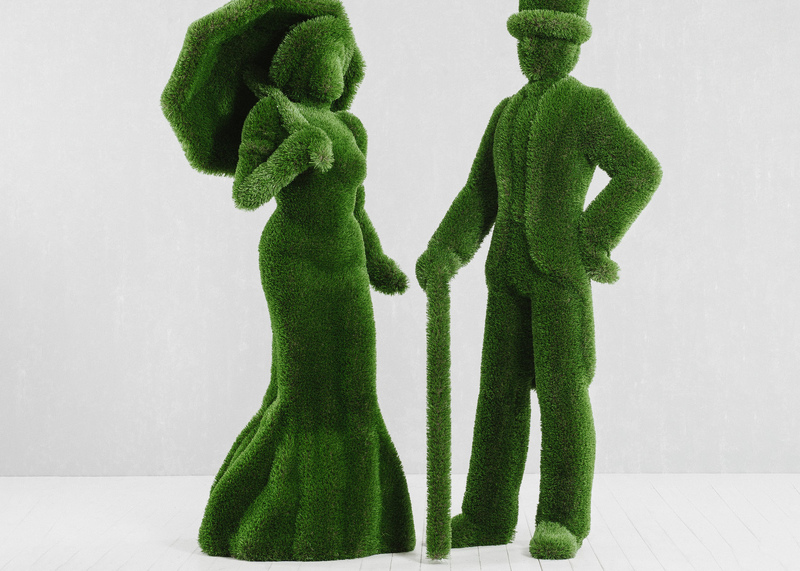 Combination gentleman and lady with an umbrella